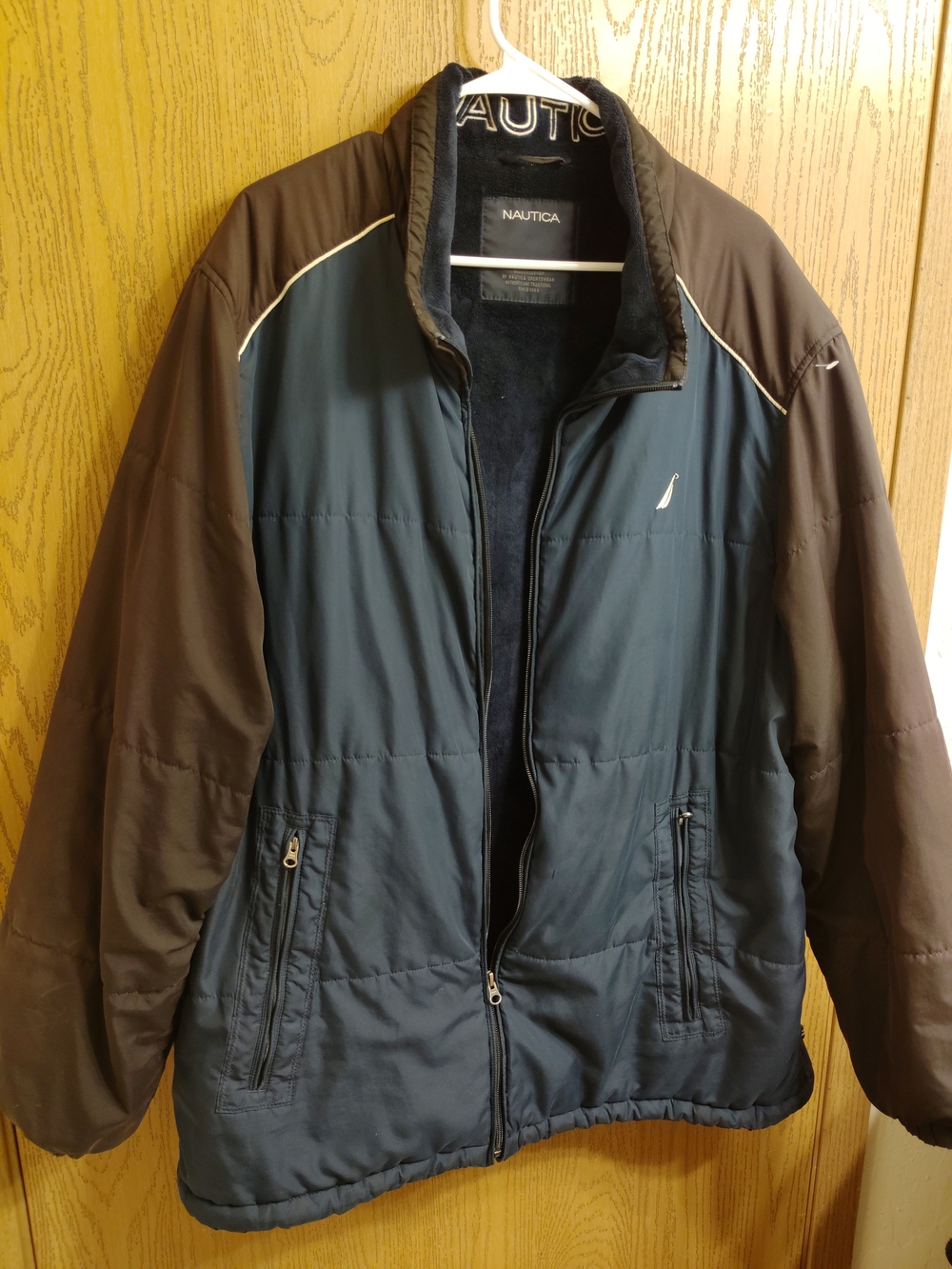 Nautica Navy and Brown Two-Tone Puffer Jacket